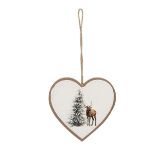 Závěsná dekorace srdce s jelenem - 10*1*9 cm Clayre & Eef  - -