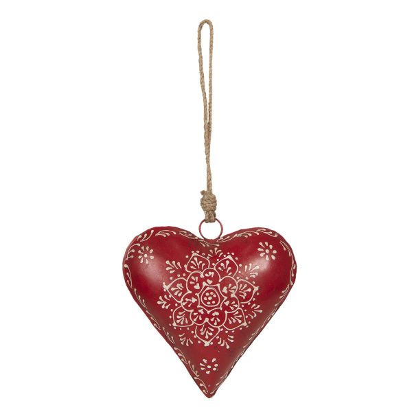 Závěsná plechová dekorace červené srdce - 16*4*16 cm Clayre & Eef  - -