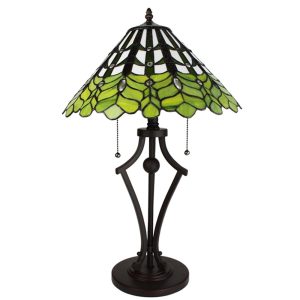 Zelená stolní lampa Tiffany Greena - Ø 41*62 cm E27/max 2*60W Clayre & Eef  - -
