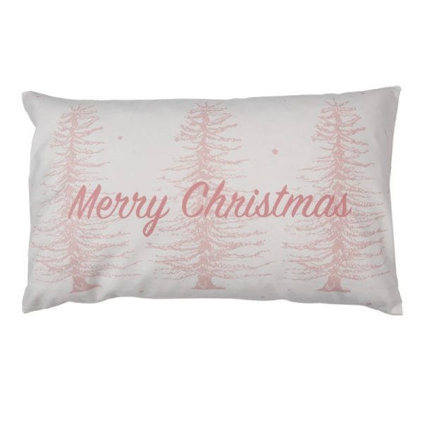 Zimní růžový povlak na polštář Merry Christmas Snow - 30*50 cm Clayre & Eef  - -