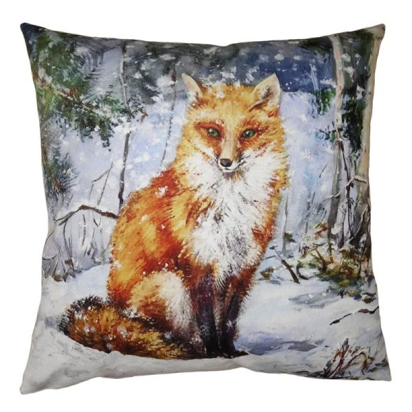 Zimní sametový povlak na polštář s liškou Fox - 45*45 cm Clayre & Eef  - -