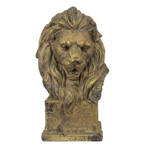 Zlatá antik dekorace busta lva Lion Gold - 32*26*60 cm Clayre & Eef  - -
