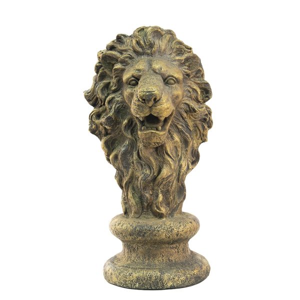 Zlatá antik dekorace busta lva Lion Gold - 32*32*67 cm Clayre & Eef  - -