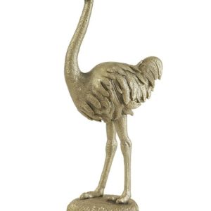 Zlatá antik dekorace pštros Ostrich gold - 19*14*45 cm  Light & Living  - -