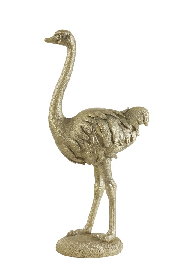 Zlatá antik dekorace pštros Ostrich gold - 31*18*66 cm  Light & Living  - -