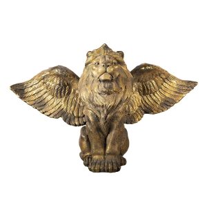 Zlatá antik dekorace socha lev s křídly Lion Gold - 100*50*62 cm Clayre & Eef  - -