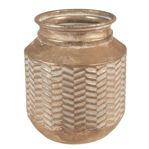 Zlatá antik dekorativní plechová váza - Ø21*23 cm Clayre & Eef  - -