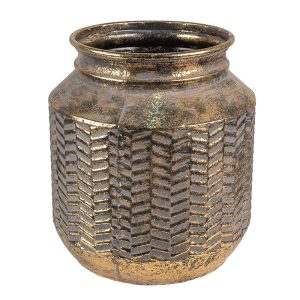 Zlatá antik dekorativní plechová váza - Ø 25*26 cm Clayre & Eef  - -