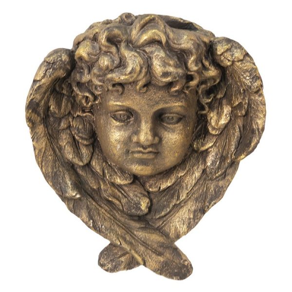 Zlatá antik nástěnná dekorace Angel s otvorem - 40*15*42 cm Clayre & Eef  - -