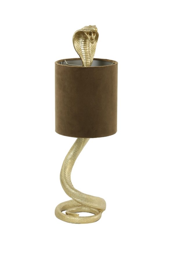 Zlatá antik stolní lampa kobra s karamelovým stínidlem Cobra - 20*19*58cm / E27 Light & Living  - -