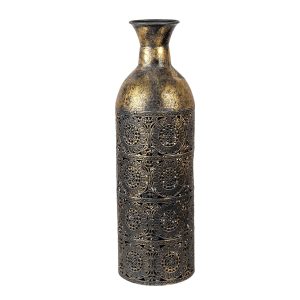 Zlatá dekorační váza s patinou se vzorem Joslin - Ø 14*47 cm Clayre & Eef  - -
