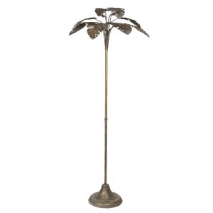 Bronzová antik kovová stojací lampa s dekorem listů - 64*64*165 cm/ 3*40W Clayre & Eef  - -