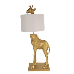 Zlatá stolní lampa se žirafou Giraffe - 39x30x85 cm Clayre & Eef  - -
