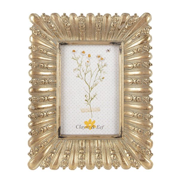 Zlatý antik fotorámeček se zdobnými květy - 20*3*24 cm / 10*15 cm Clayre & Eef  - -
