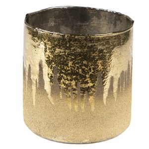 Zlatý skleněný svícen na čajovou svíčku M - Ø 10*10 cm Clayre & Eef  - -