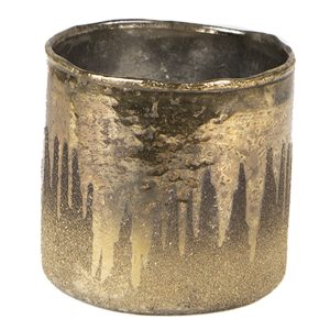 Zlatý skleněný svícen na čajovou svíčku S - Ø 8*7 cm Clayre & Eef  - -