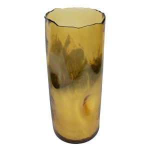 Zlatý skleněný svícen / váza s prohnutím - Ø16