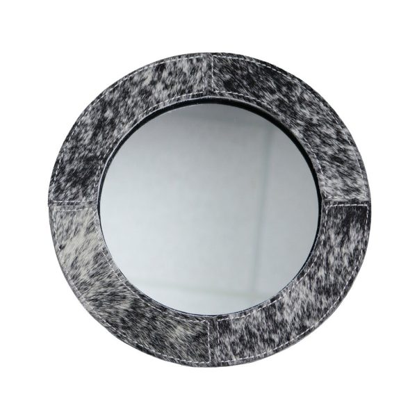 Stolní zrcadlo Minna s lemováním z hovězí kůže černá/ bílá - 25*13*25cm Mars & More  - -