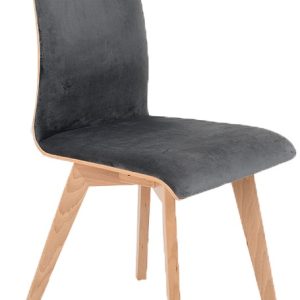 Nordic Design Tmavě šedá sametová jídelní židle Runny  - Výška90 cm- Šířka 45 cm