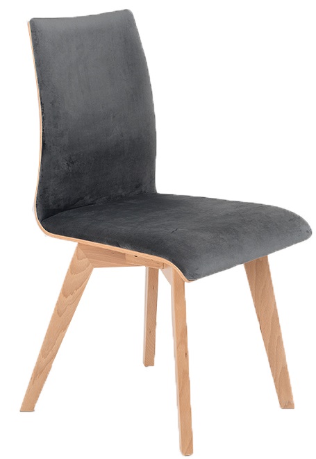 Nordic Design Tmavě šedá sametová jídelní židle Runny  - Výška90 cm- Šířka 45 cm