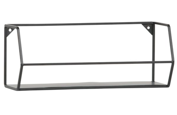 Hoorns Černá kovová nástěnná police Elhanan 16 x 40 cm  - Výška16 cm- Šířka 40 cm