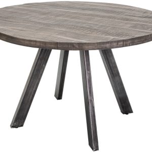 Moebel Living Šedý masivní mangový kulatý jídelní stůl Fabio 120 cm  - Výška76 cm- Průměr 120 cm