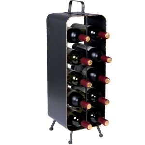 Černý kovový stojan na víno DUTCHBONE Stalwart  - Výška68 cm- Šířka 22 cm