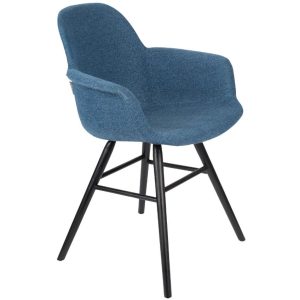Modrá látková jídelní židle ZUIVER ALBERT KUIP s područkami  - Výška81
