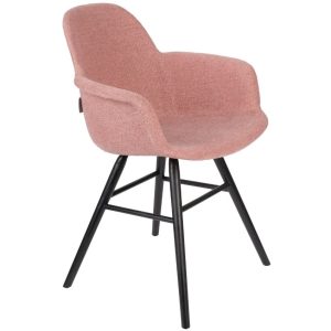 Růžová látková jídelní židle ZUIVER ALBERT KUIP s područkami  - Výška81
