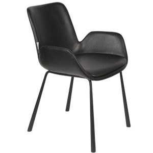 Černá koženková jídelní židle ZUIVER BRIT LL  - Výška79 cm- Šířka 59 cm
