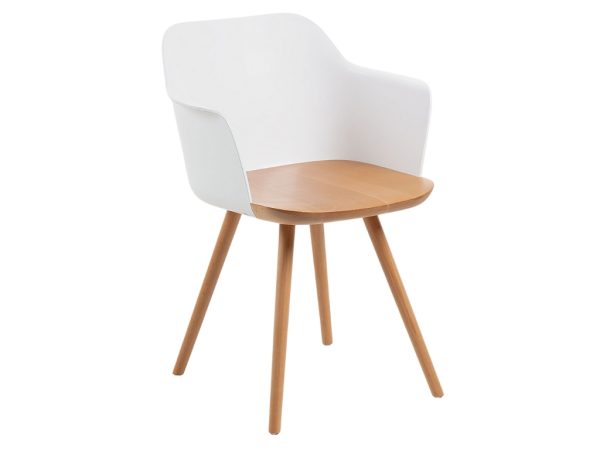 Bílá plastová jídelní židle Kave Home Bjorg s područkami  - Výška76 cm- Šířka 56 cm