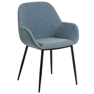 Modrá látková jídelní židle Kave Home Konna  - Výška84 cm- Šířka 59 cm