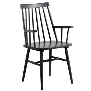 Černá dřevěná jídelní židle Kave Home Tressia s područkami  - Výška87 cm- Šířka 53 cm