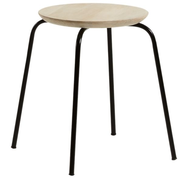 Mangová stolička Kave Home Ren 46 cm s černou podnoží  - Výška46 cm- Průměr 39