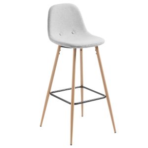 Světle šedá látková barová židle Kave Home Nolite 75 cm  - Výška101 cm- Šířka 47 cm