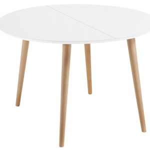 Bílý lakovaný rozkládací jídelní stůl Kave Home Oqui 120/200 x 120 cm  - Výška75 cm- Šířka 120/200 cm