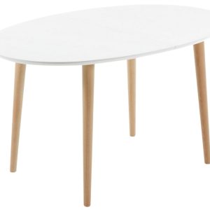 Bílý lakovaný rozkládací jídelní stůl Kave Home Oqui 140/220 x 90 cm  - Výška74 cm- Šířka 140/220 cm