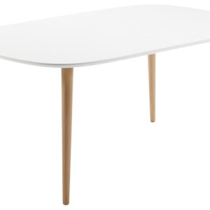 Bílý lakovaný rozkládací jídelní stůl Kave Home Oqui 160/260 x 100 cm  - Výška74 cm- Šířka 160/260 cm