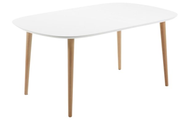 Bílý lakovaný rozkládací jídelní stůl Kave Home Oqui 160/260 x 100 cm  - Výška74 cm- Šířka 160/260 cm
