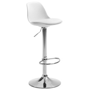 Bílá koženková barová židle Kave Home Orlando 60-82 cm  - Výška82-104 cm- Šířka 40 cm