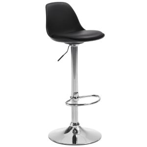 Černá koženková barová židle Kave Home Orlando 60-82 cm  - Výška82-104 cm- Šířka 40 cm