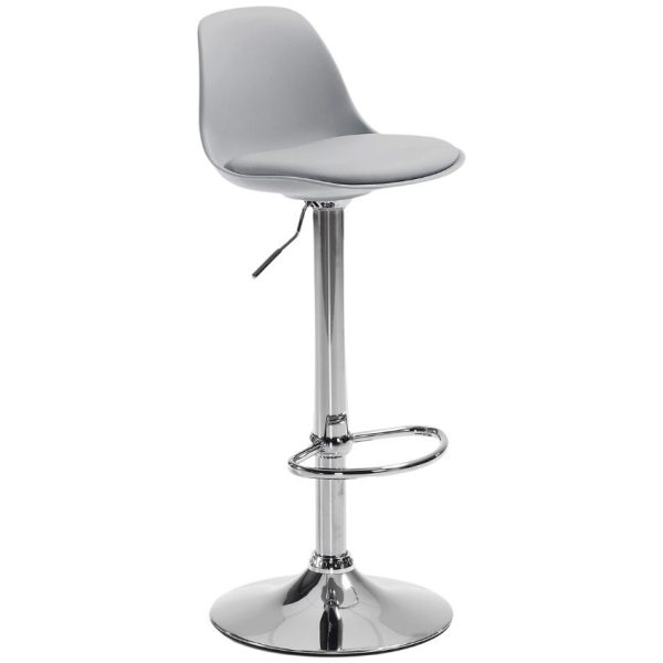 Šedá koženková barová židle Kave Home Orlando s bílou podnoží 60-82 cm  - Výška82-104 cm- Šířka 38