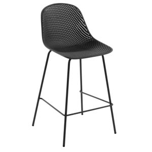 Tmavě šedá plastová barová židle Kave Home Quinby 75 cm  - Výška107 cm- Šířka 49 cm
