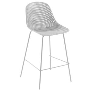 Bílá plastová barová židle Kave Home Quinby 75 cm  - Výška107 cm- Šířka 49 cm