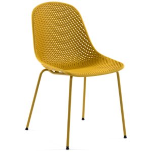 Žlutá plastová jídelní židle Kave Home Quinby  - Výška82 cm- Šířka 45 cm