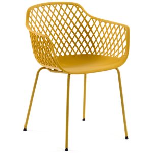 Hořčicově žlutá plastová jídelní židle Kave Home Quinn  - Výška80 cm- Šířka 60 cm