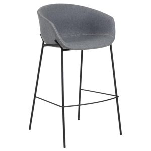 Šedá látková barová židle Kave Home Yvette 74 cm  - Výška99 cm- Šířka 60 cm