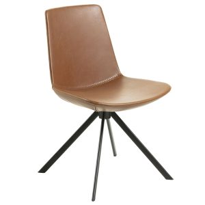 Hnědá koženková jídelní židle Kave Home Zeva  - Výška84 cm- Šířka 53 cm