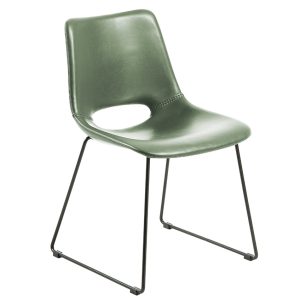Zelená koženková jídelní židle Kave Home Zahara  - Výška78 cm- Šířka 49 cm