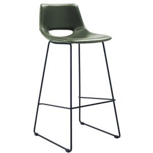 Zelená koženková barová židle Kave Home Zahara 76 cm  - Výška98 cm- Šířka 47 cm